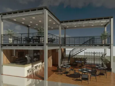 Contemporary-style Cafe Bar   3D model