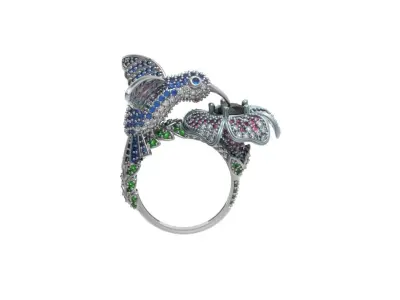 ring bird flower  Boucheron 3D print model
