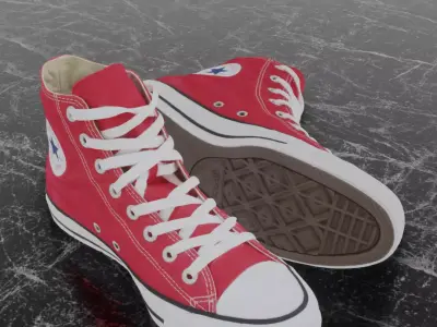 CONVERSE 3D SHOES - RED Low-poly 3D model