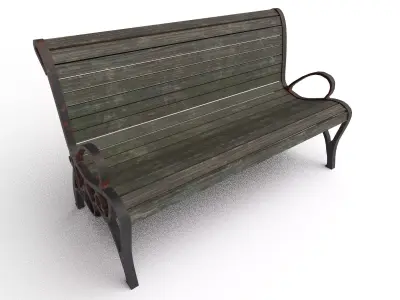 Classic Park Bench 02 -  Apocalyptic Low-poly 3D model
