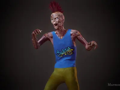 Zombie Boy game character for Horror games Low-poly 3D model
