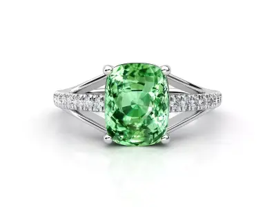 DR022 tourmaline and diamond ring 3D print model
