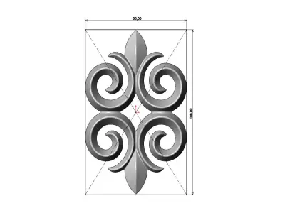 Floral motif decoration scroll relief 3D print model