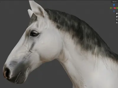 Rigged and animated white horse Low-poly 3D model