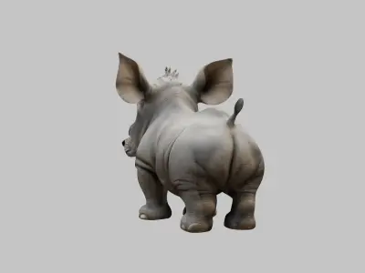 Realistic Baby Rhino 3D Model Low-poly 3D model
