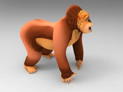 3D Cartoon Model Gorilla Animated and Rigged Low-poly 3D model