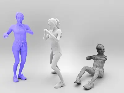 Animated woman sport 347 Low-poly 3D model