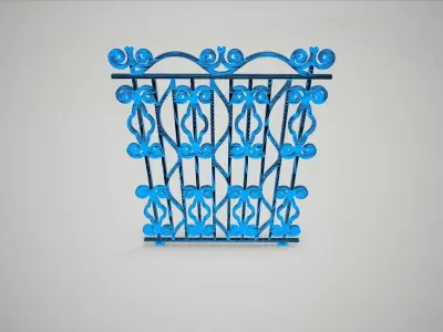 Ornate Wrought Iron Fence Design 8 3D model