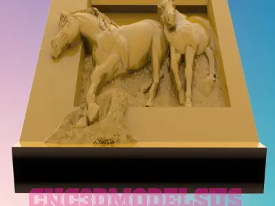 Two Horses 3D MODEL STL FILE FOR CNC ROUTER LASER 3D print model