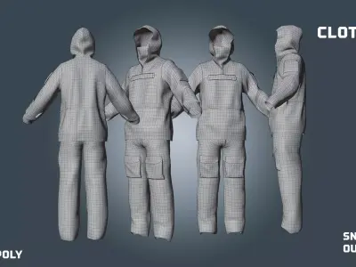 Ski Snowboard - clothyfic full outfits Low-poly 3D model
