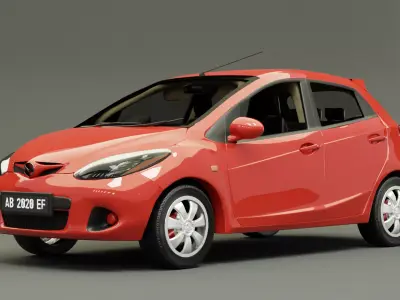 MAZDA 2 2008 - True Red S 3D model