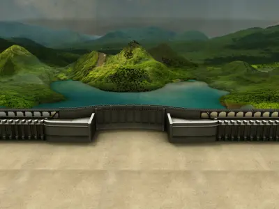 dam 3d model room with mountains and lake 3D model