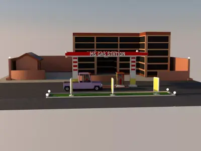 Gas station 3D model get