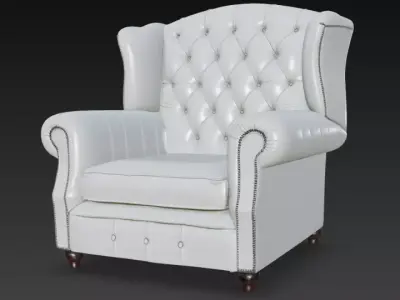 Classic Tufted Leather Armchair 3D Model 3D model purchase