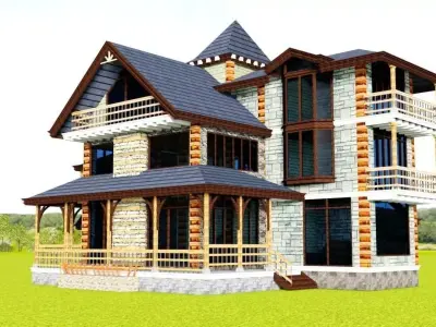 COTTAGE RESIDENCE  Low-poly 3D model
