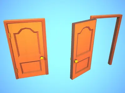 DOOR 2 CARTOON STYLIZED HOME HOUSE Low-poly 3D model