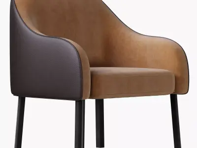 Luxury Italian Leather Dining Table and Chairs 3D model