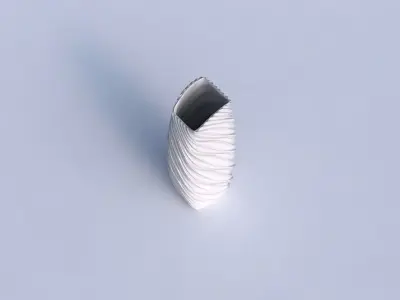 Vase arc rectangle with wavy extruded lines 3D print model