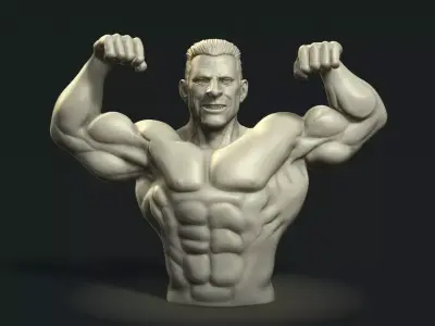 Bodybuilder male showing off his muscles 3D print model