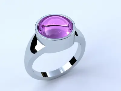 Bezel Set Cabochon Ring Luxury Gold Silver Jewelry 3D print model