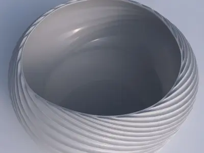 Bowl spheric squeezed wide with bent extruded lines 3 3D print model