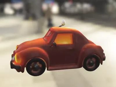 Cartoon Vintage Car with Candle Low-poly 3D model