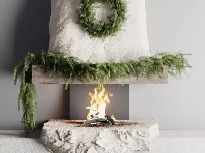 stone fireplace 3D model