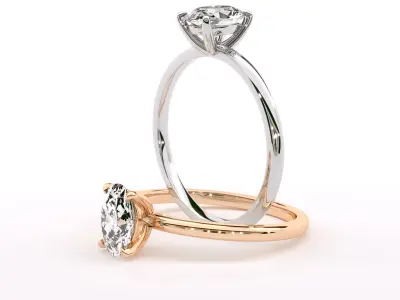 Oval Diamond Engagement Ring cat claws 3D print model