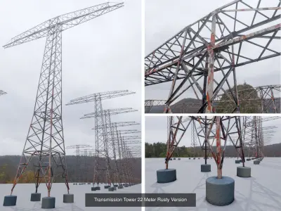 Rusty Transmission Tower Package 3D Model Collection