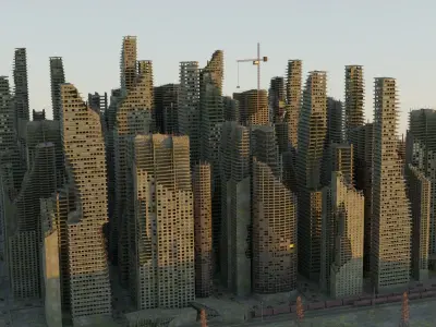 Post Apocalyptic Ruined City Pack 3D model