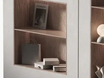 Modular rack shelf Square rectangle niche wooden built in wall 3D model