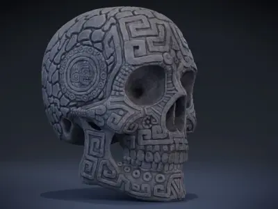 Aztec Skull  Low-poly 3D model