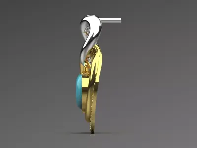 Two Tone Turquoise Dangle STL 3D 3DM Earrings model je0066 3D print model