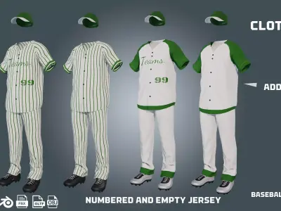 baseball jersey 1 - clothyfic outfit Low-poly 3D model