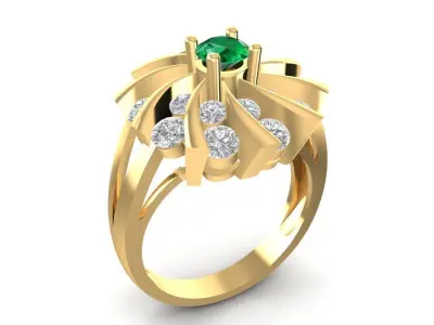 Luxury Flower Diamond Ring for Women 1706 3D print model