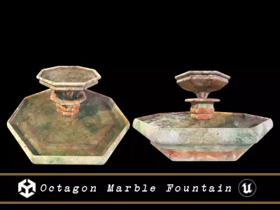 Octagon Marble Fountain  Low-poly 3D model