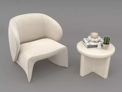Modern Coffee Table and Armchair Set 73 3D model