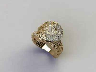 STL 3DM Women Ring Womens Ring Diamonds With Stone Model 3D print model