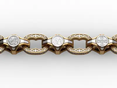 chain two tone gold and silver bracelet 3D print model