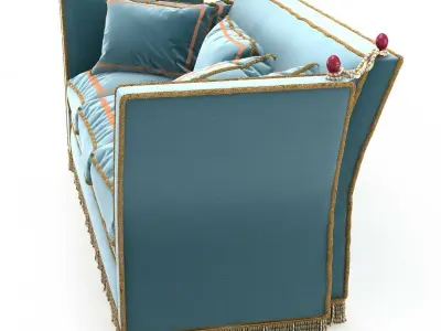 1940s French sofa in blue upholstery 3D model