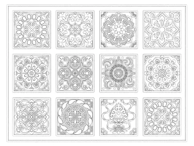 Laser Cut Ornamental Panels Vol2 - Decorative 3D Engraving Tiles 3D model