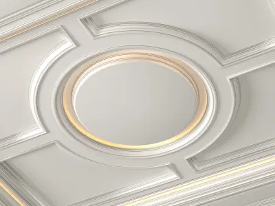 Modern coffered illuminated ceiling Art Deco style  3D model