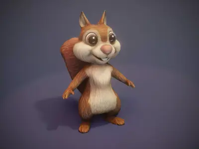 Cartoon Squirrel 3D Model Low-poly 3D model