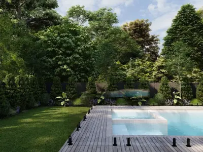 Garden Landscape 3D Model - SketchUp and Lumion Scene Free 3D model