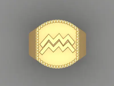 Aquarius Ring Version 2 For Print STL 3D print model