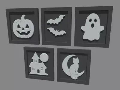 Halloween Pictures Frames 01 Low-poly 3D model