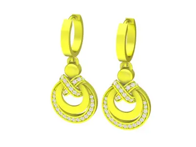 A6744 Luxury Korean Style Diamond Drop Hoop Earrings 3D print model