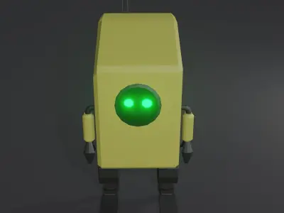 Low poly robot with eyes Free low-poly 3D model