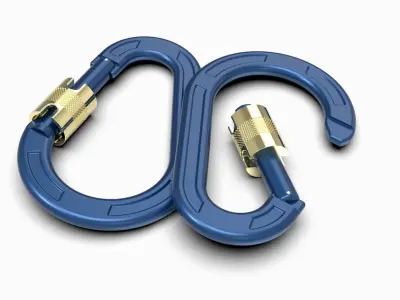 Carabiner pair of gold carabiners 3D model