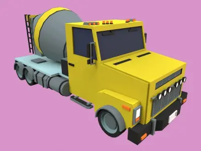 Lowpoly Concrete Mixer Truck Low-poly 3D model
